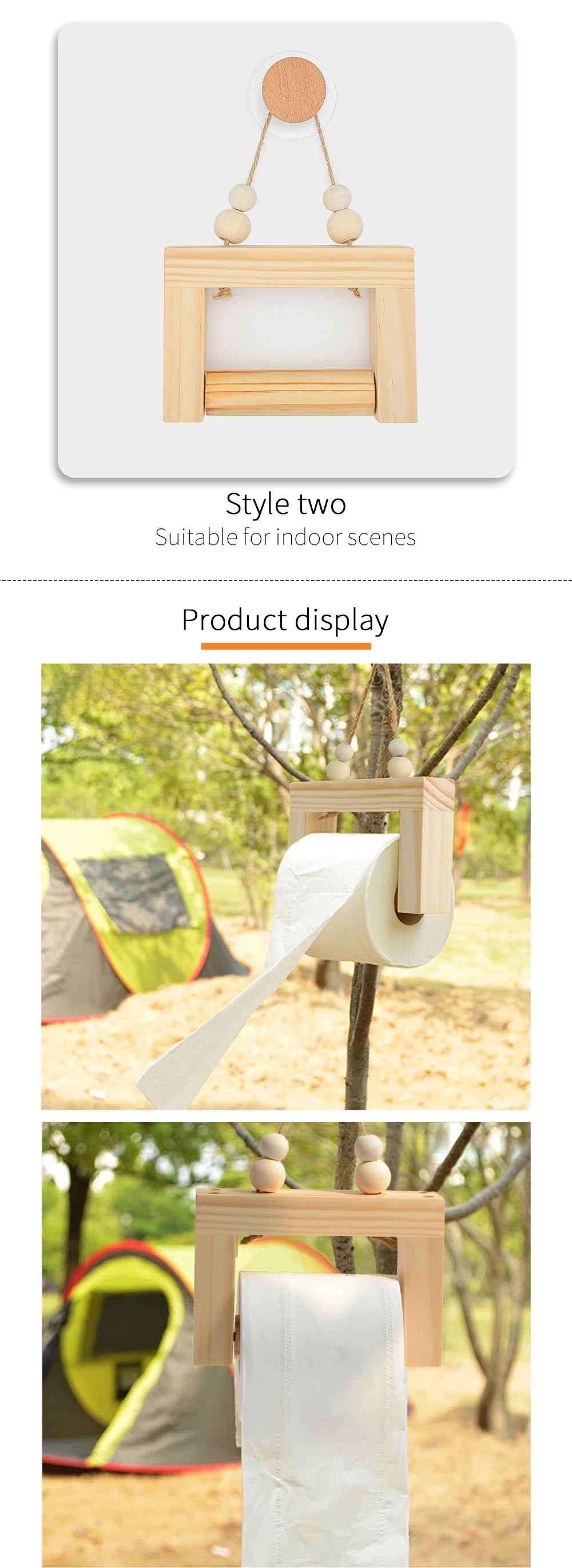 Adhesive Hemp Paper Towel Holder – Wall Mounted Rack for Bathroom Storage