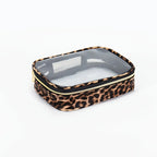 Leopard Print Clear Makeup Bag – Waterproof Large Cosmetic Organizer for Travel