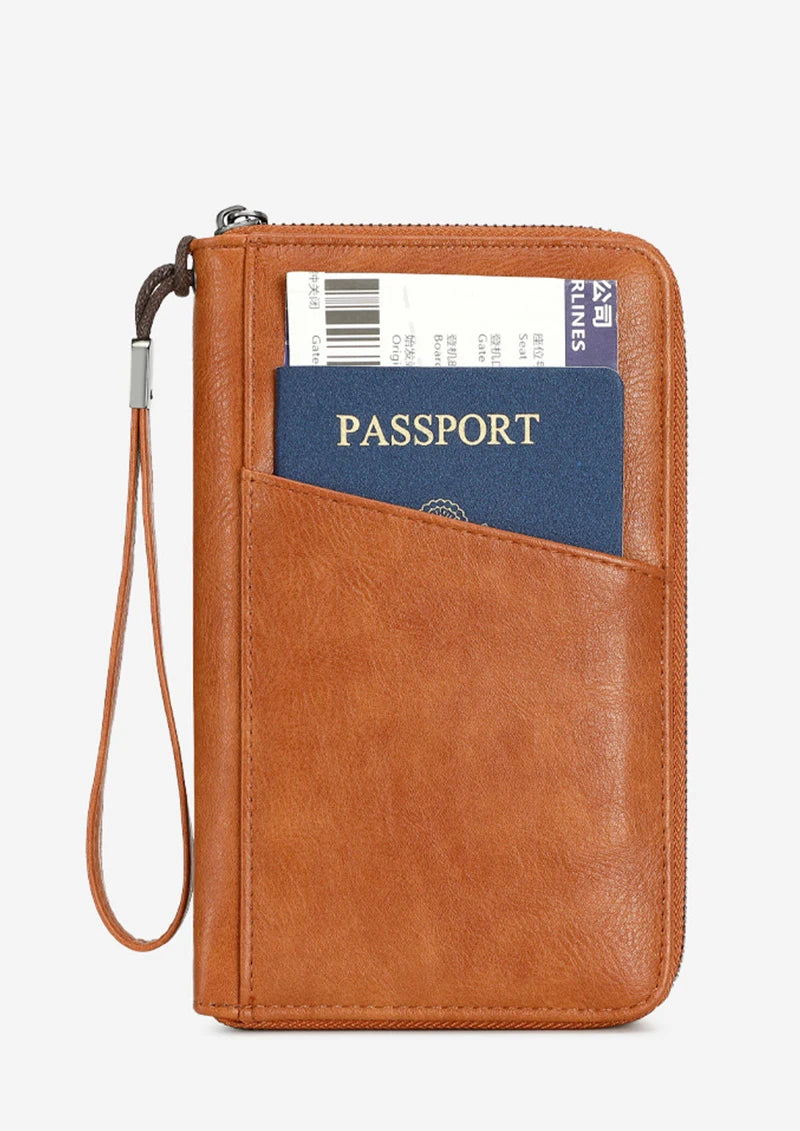 RFID Leather Passport Wallet – Anti-Theft Card Holder for Travel