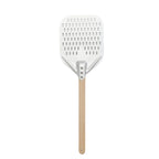 Perforated Aluminum Pizza Peel – Non-Slip Wooden Handle for Home Baking