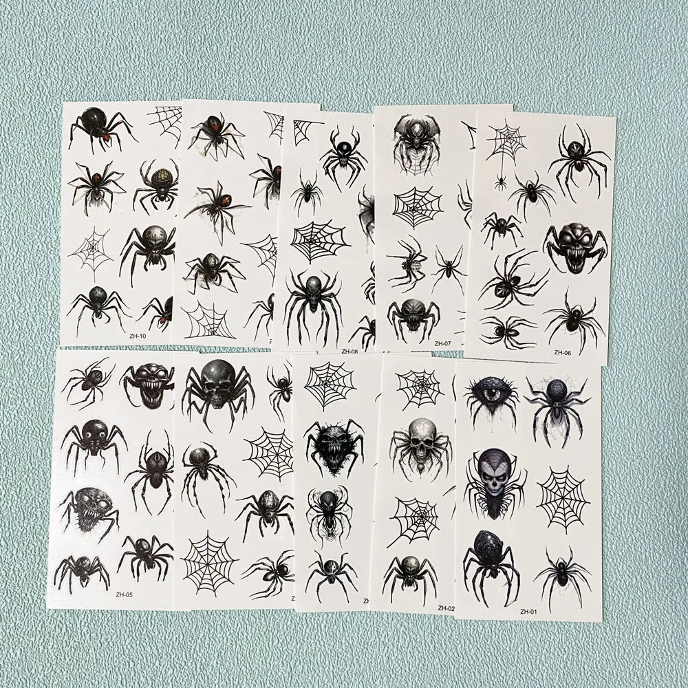 Spider Web Temporary Tattoo Stickers – Waterproof Halloween Face Body Art
