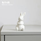 Ceramic Rabbit Figurine – White Porcelain Bunny Decor for Home Office