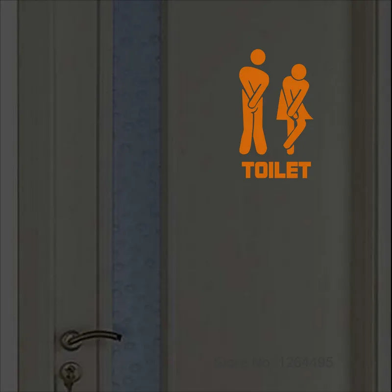 Luminous Toilet Wall Sticker – Glow in the Dark Cartoon Sign for Bathroom Decor