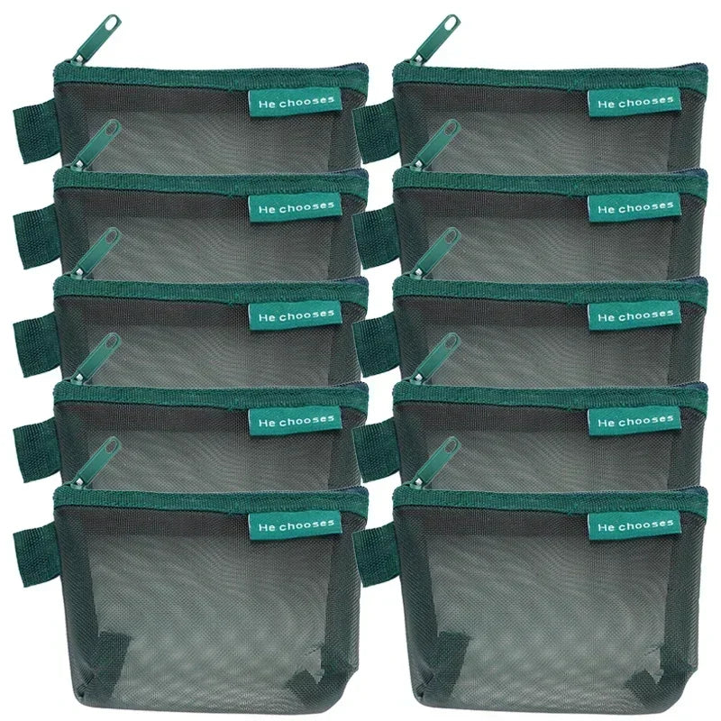 Transparent Mesh Zipper Pouch – Compact Organizer for Travel and Cables