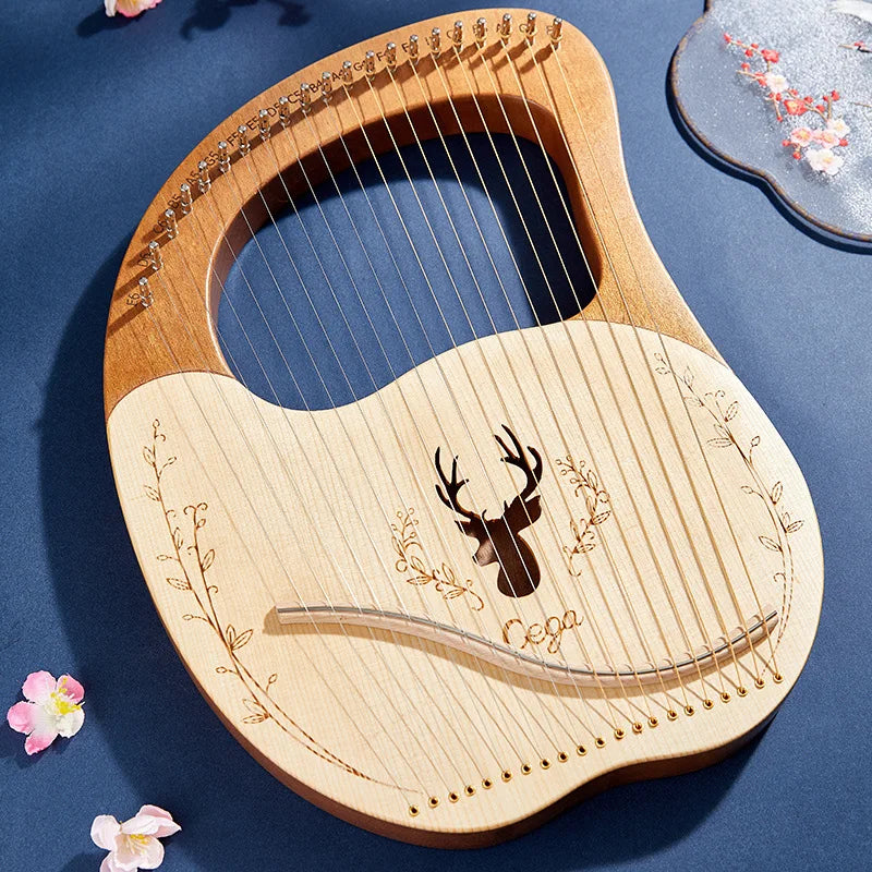 Mahogany Lyre Harp – 21 String Wooden Musical Instrument for Folk Music