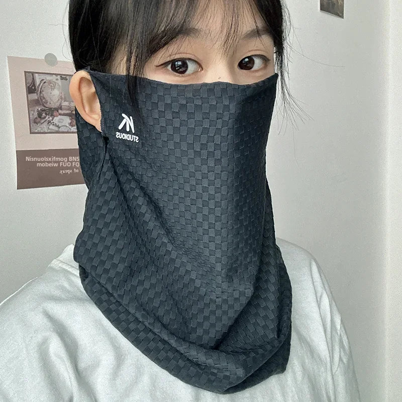 Ice Silk Sun Protection Scarf – Breathable Face Veil for Cycling and Travel