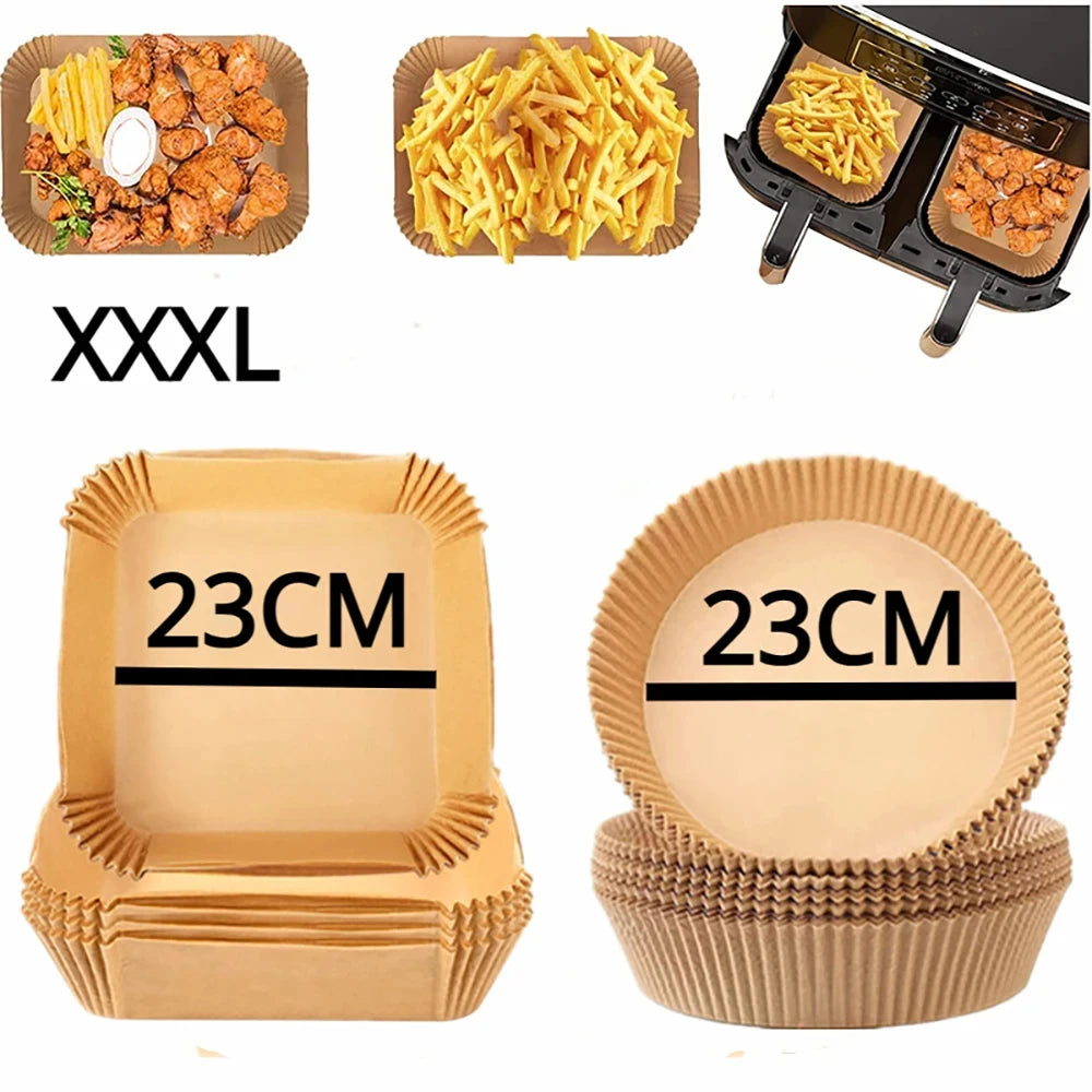 Square Air Fryer Paper Liners – 23cm Non-stick Parchment for Cooking and Baking