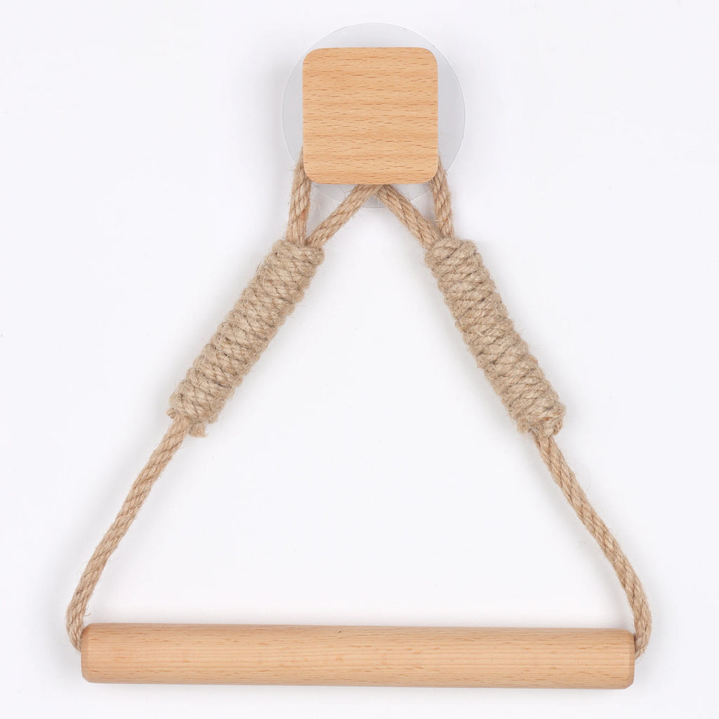 Adhesive Hemp Paper Towel Holder – Wall Mounted Rack for Bathroom Storage