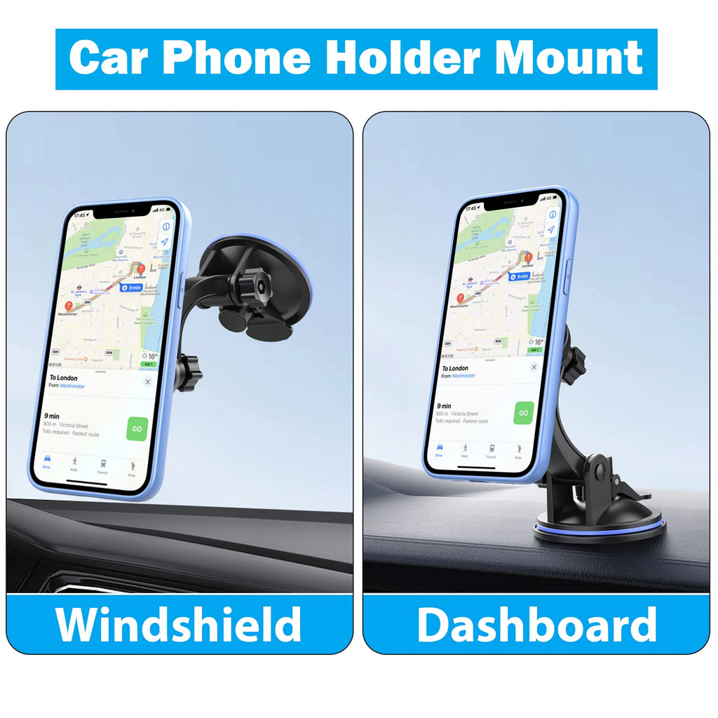 Universal Car Phone Mount – Adjustable Suction and Air Vent for Smartphones