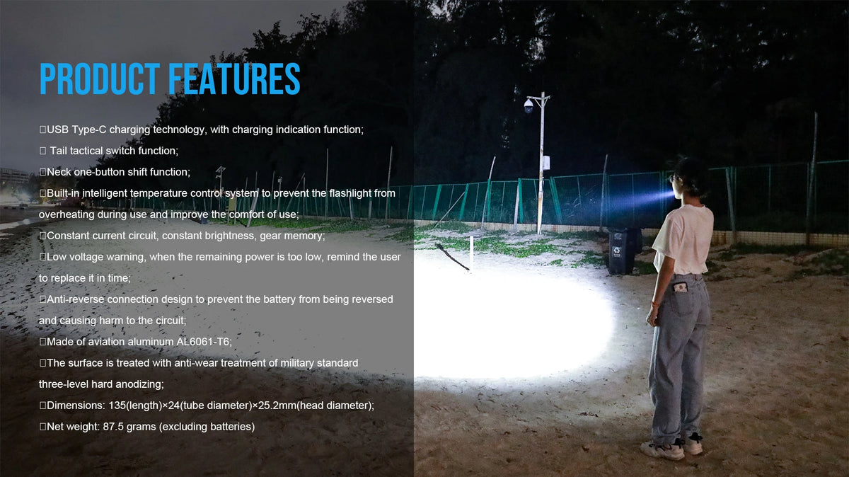 Tactical LED Flashlight – 1800 Lumen USB Rechargeable for Outdoor Camping