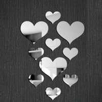 3D Heart Mirror Wall Decals – Removable Acrylic Art for Home Decor