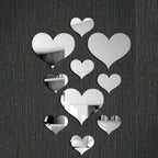 3D Heart Mirror Wall Decals – Removable Acrylic Art for Home Decor