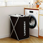 Large 3-Section Laundry Hamper – Foldable Divider Basket for Clothes Storage