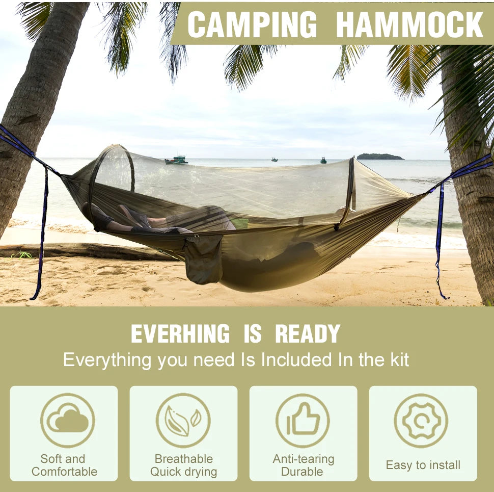 Camping Hammock – Quick Opening with Mosquito Net for Outdoor Sleeping