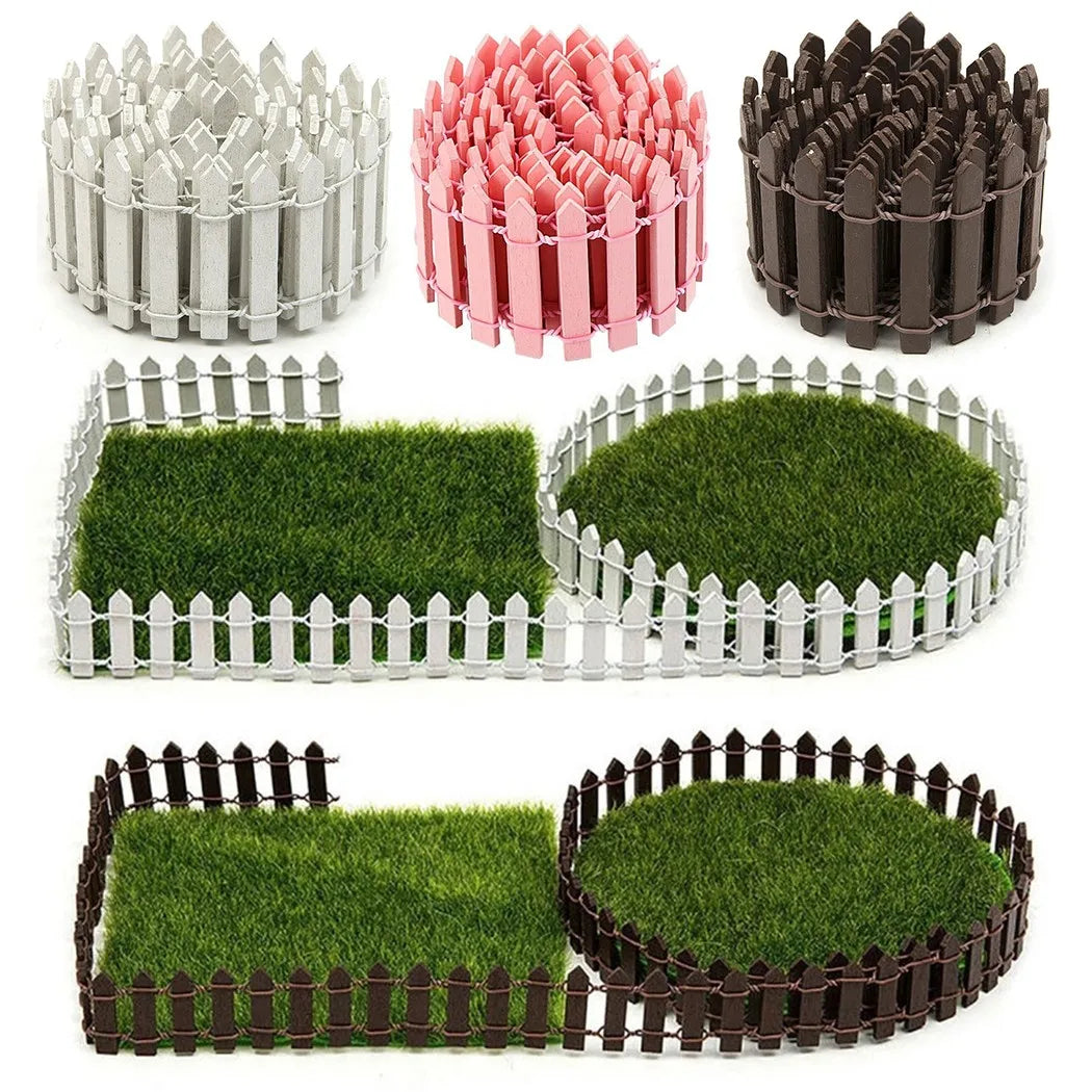 Mini Wooden Picket Fence – 100cm Garden Edging for Fairy Landscapes and Crafts