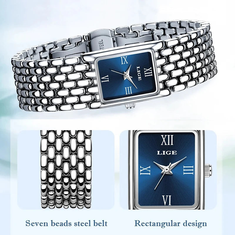 Square Stainless Steel Quartz Watch – Elegant Waterproof Accessory for Women