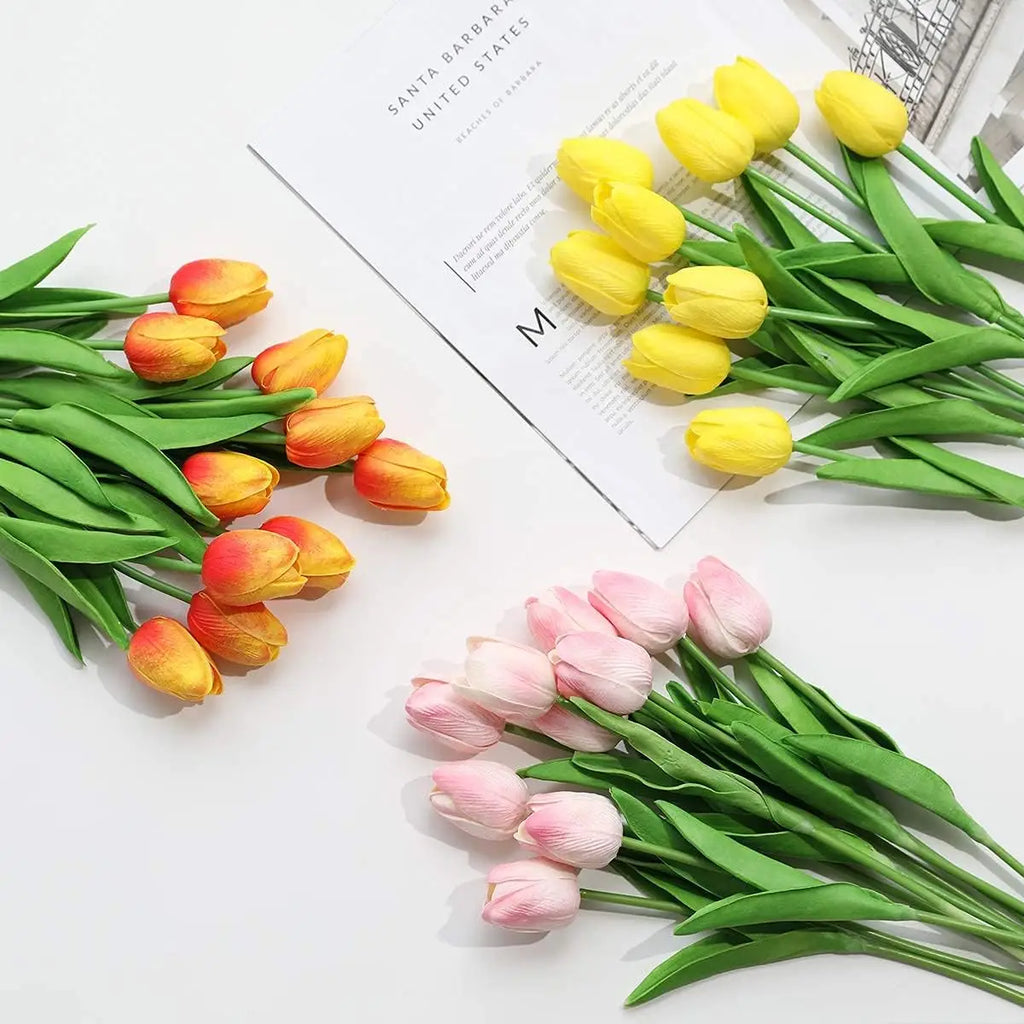 Real Touch Artificial Tulip Flowers – Decorative Floral Bouquet for Wedding Home