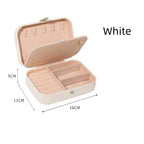 Leather Double Jewelry Box – Zippered Grid Organizer for Travel Storage