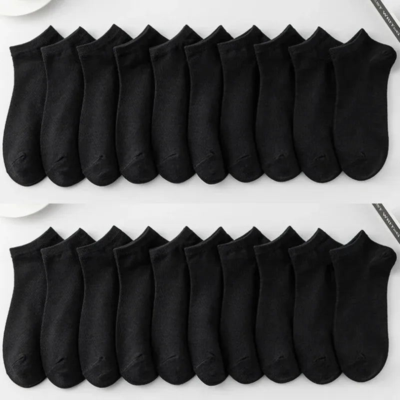 Men's Ankle Boat Socks – Solid Color Sweat-Absorbent Cotton for Business Sport
