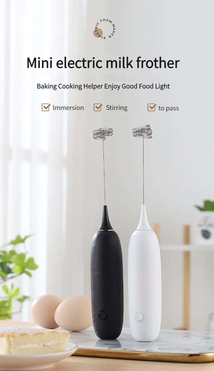 Handheld Electric Milk Frother – Automatic Kitchen Whisk for Coffee Foaming