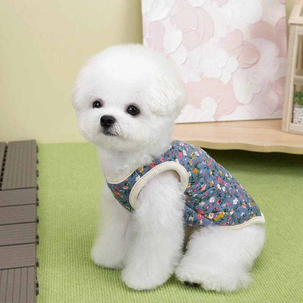 Floral Fleece Vest – Warm Winter Apparel for Small to Medium Dogs and Cats