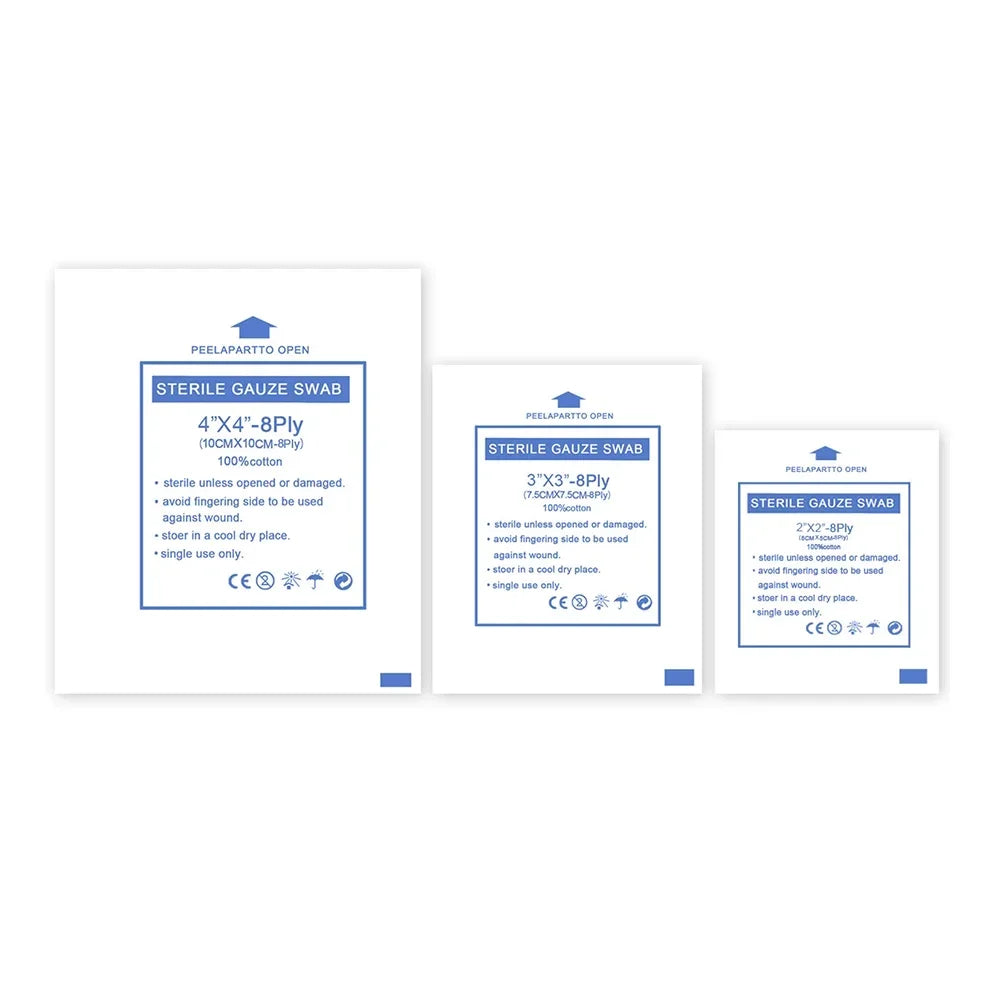 Sterile Cotton Gauze Pads – 8-Layer Medical Wound Dressing for First Aid