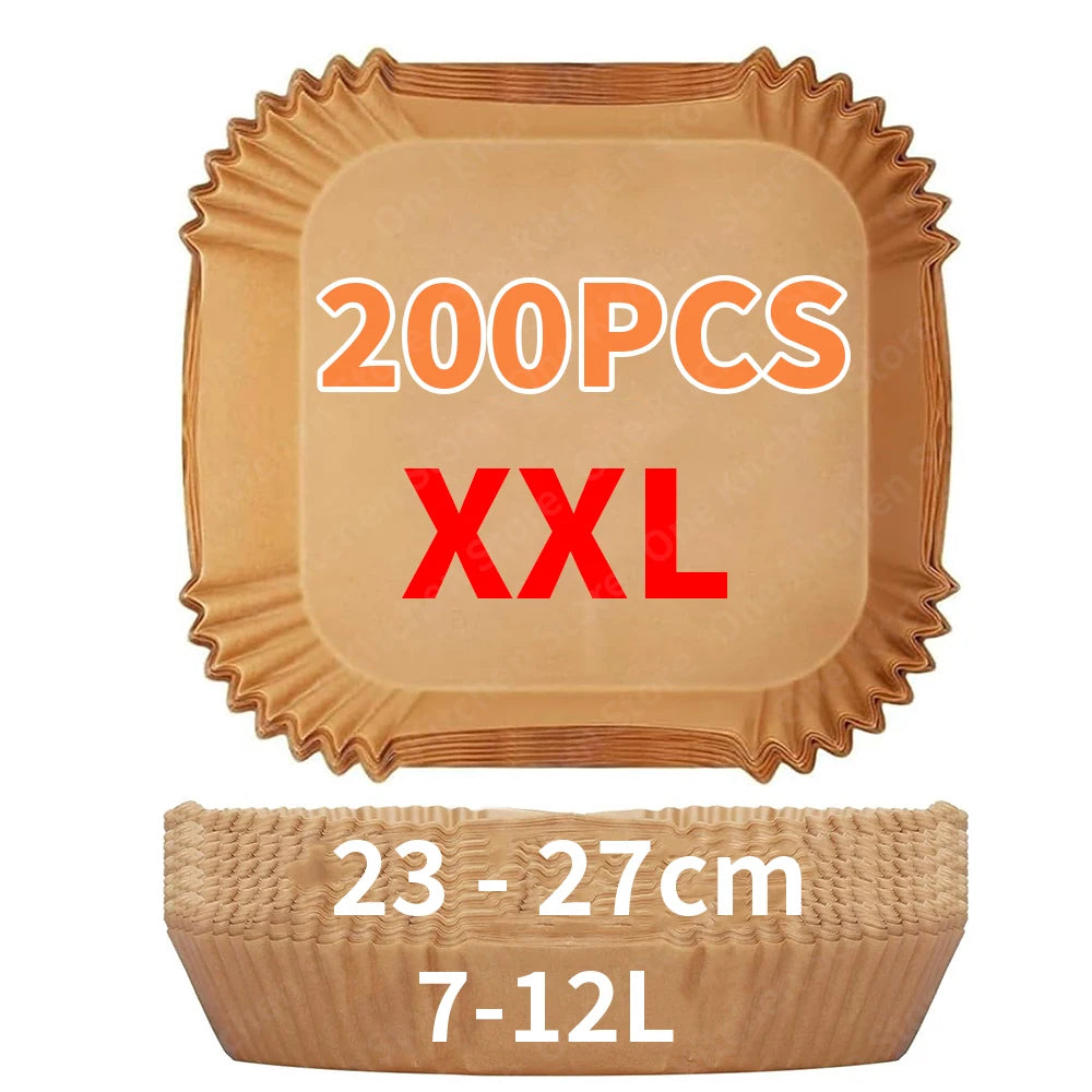 Square Parchment Paper Liners – 23cm Non-Stick Sheets for Air Fryer Roasting