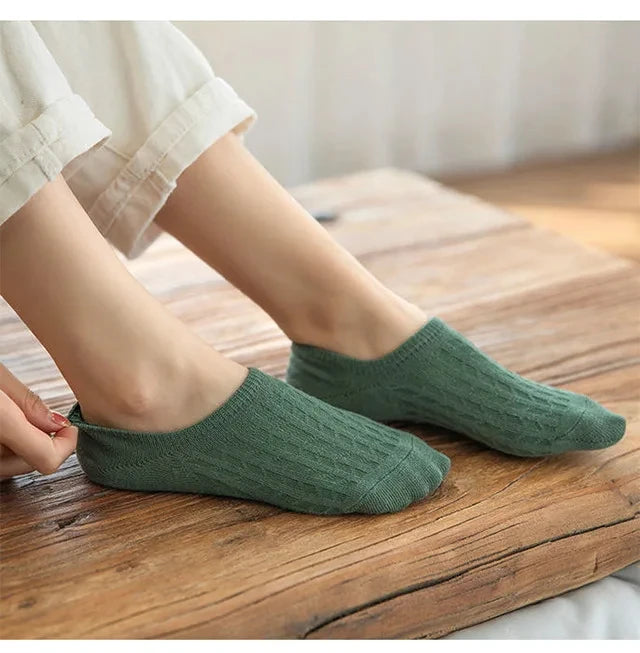 Silicone Invisible Boat Socks – Soft Cotton Women's Ankle Liners for Summer
