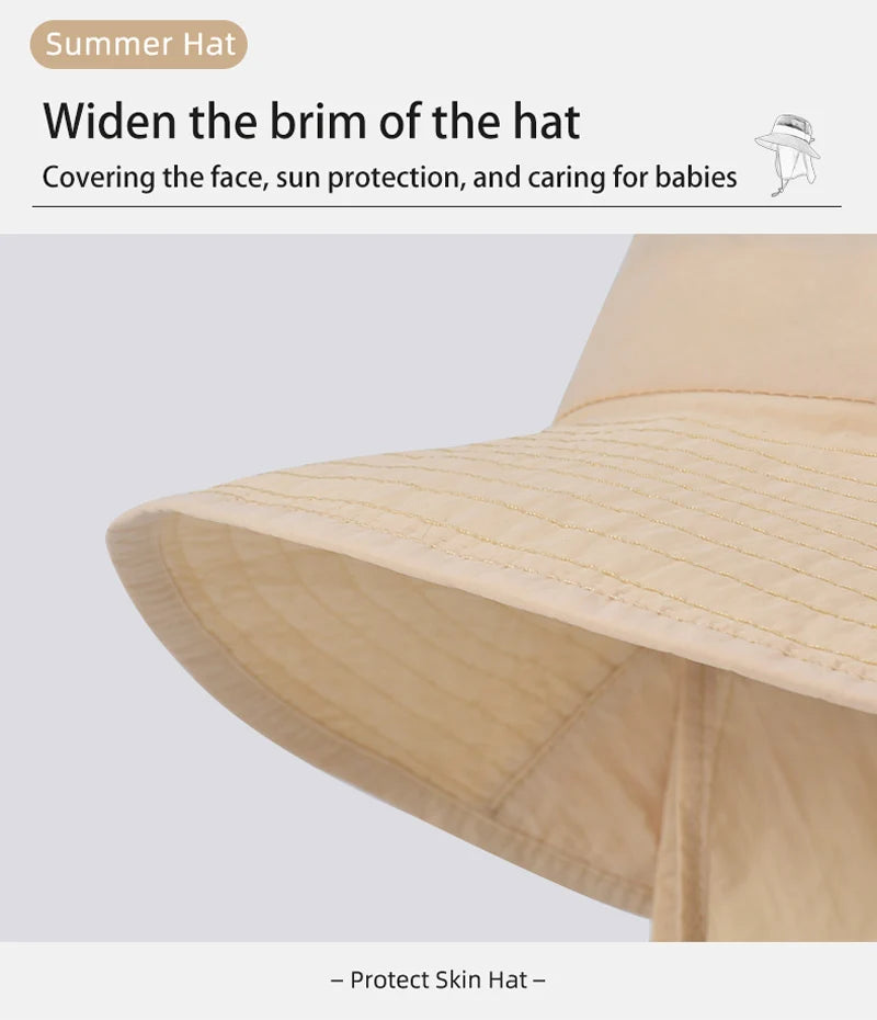 Kids Sunshade Fishing Hat – Breathable Wide Brim Shawl for Outdoor Summer