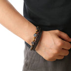 Tiger Eye Leather Bracelet – Multi-Layer Beaded Jewelry for Men