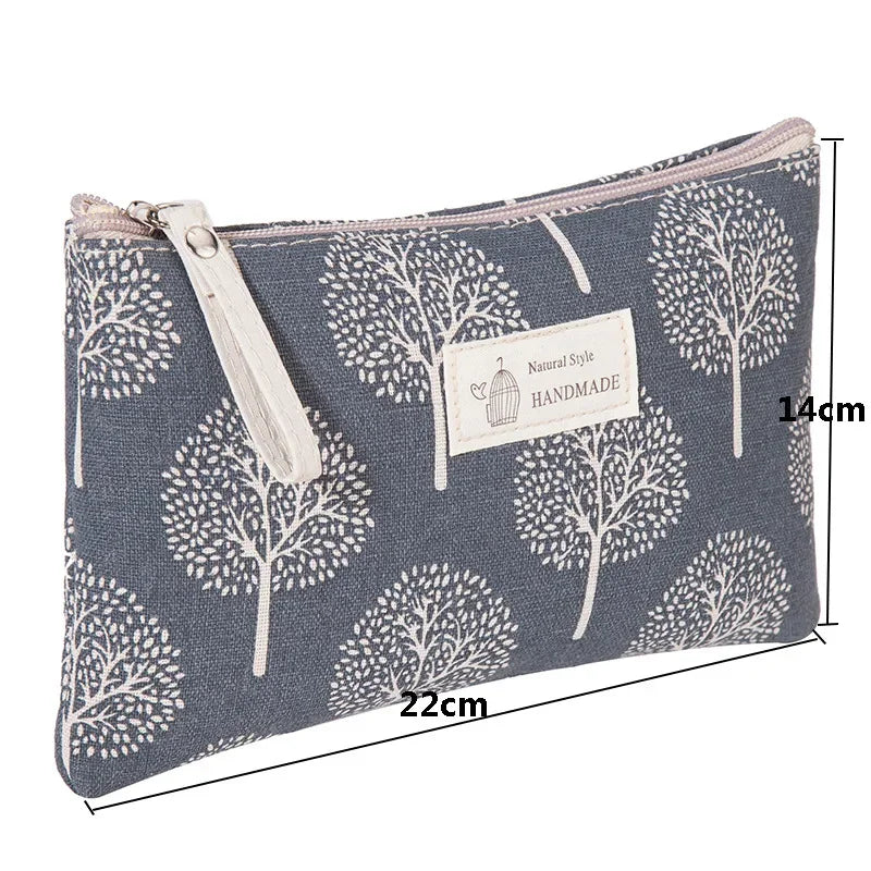 Small Canvas Makeup Bag – Portable Cosmetic Organizer for Travel Toiletry