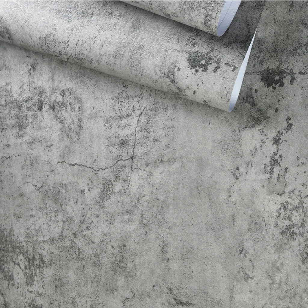 Cement Gray Adhesive Wallpaper – 55cm Industrial Retro Decor for Home Walls