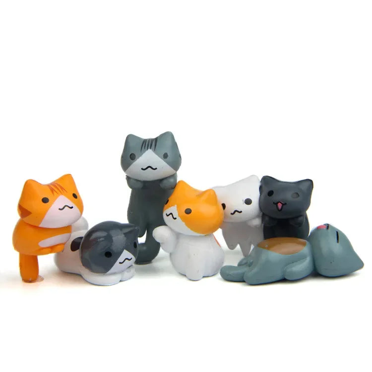 Lucky Cat Miniature Figures – Resin Micro Landscape Decor for Bonsai Gardening