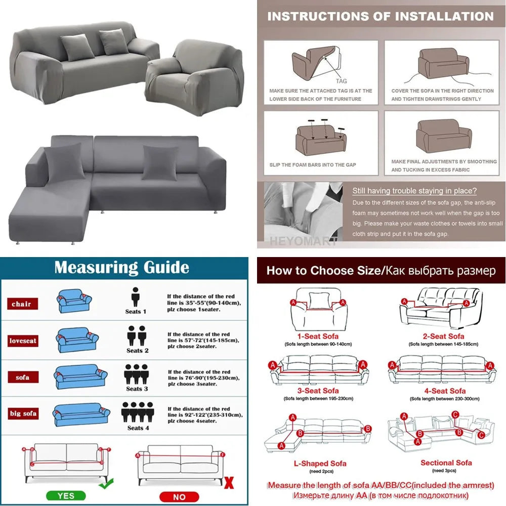 Thickened Elastic Sofa Slipcovers – Sectional Corner Couch Protection for Living Room