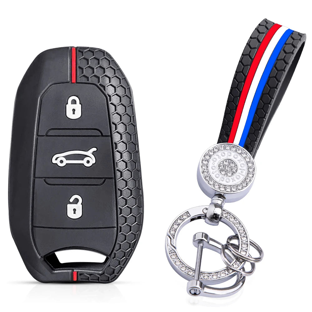 Silicone Car Key Fob Cover – Protective Remote Case for Peugeot and Citroen