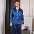 Silk Long Sleeve Pyjama Set – Plus Size Sleepwear for Men