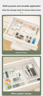 Transparent Cosmetic Organizer – Striped Plastic Drawer for Desk Storage