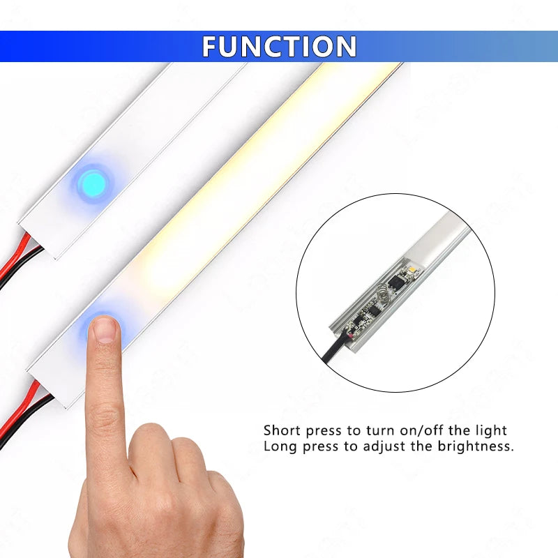 LED Touch Dimmer Switch – Aluminum 12V 24V Controller for Cabinet Lighting