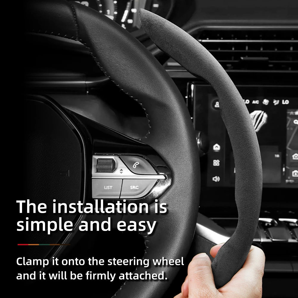 Suede Steering Wheel Cover – Anti-Slip Segmented Grip for Peugeot Vehicles