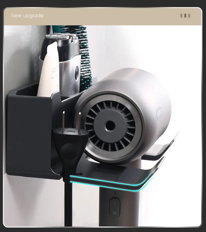 Bathroom Wall Organizer – Hair Dryer Holder with Storage Baskets for Vanity
