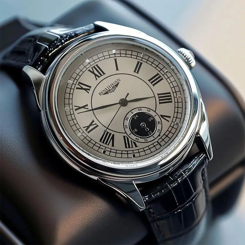Luxury Leather Quartz Wristwatch – Waterproof Business Accessory for Men