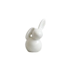 Ceramic Rabbit Figurine – White Porcelain Bunny Decor for Home Office