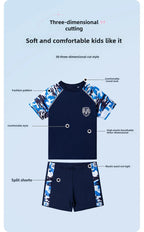 Boys Camouflage Swimsuit – Two-Piece Thermal Set for Swimming Training