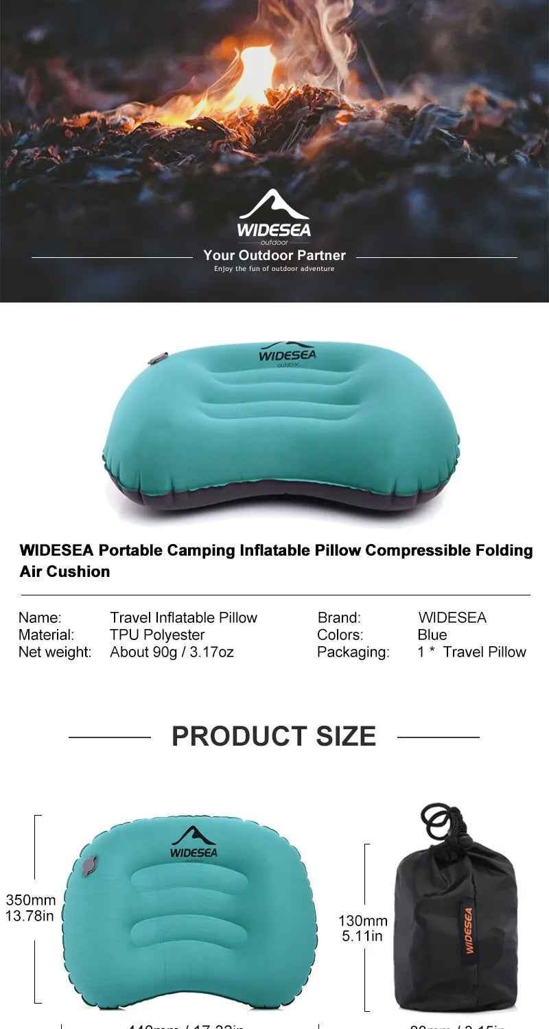 Portable Inflatable Camping Pillow – Compressible Air Cushion for Outdoors