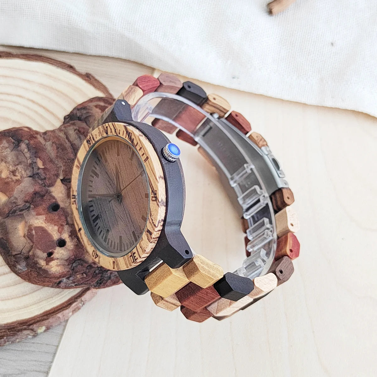 Vintage Wooden Wristwatch – Personalized Leather Strap for Birthday Gift