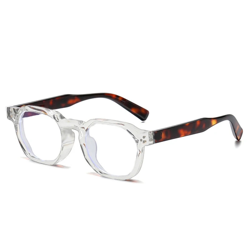 Vintage Rivet Oval Sunglasses – Leopard Anti Blue Light Frames for Men and Women