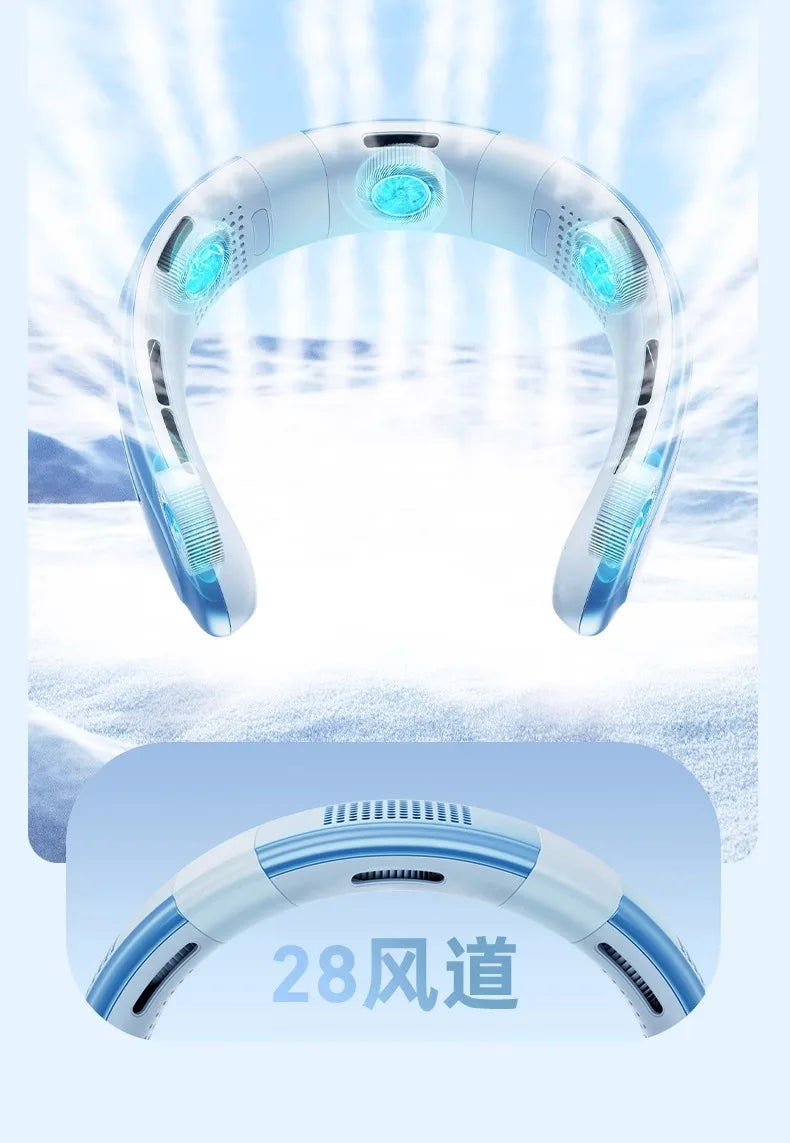 Portable Neck Fan – 10000mAh Rechargeable Silent Cooling for Outdoor Camping