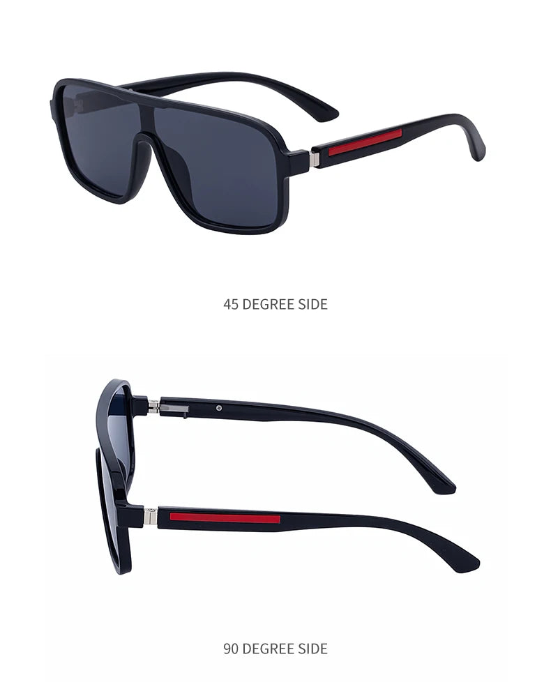 Oversized Polarized Rectangle Sunglasses – Vintage Steampunk for Men