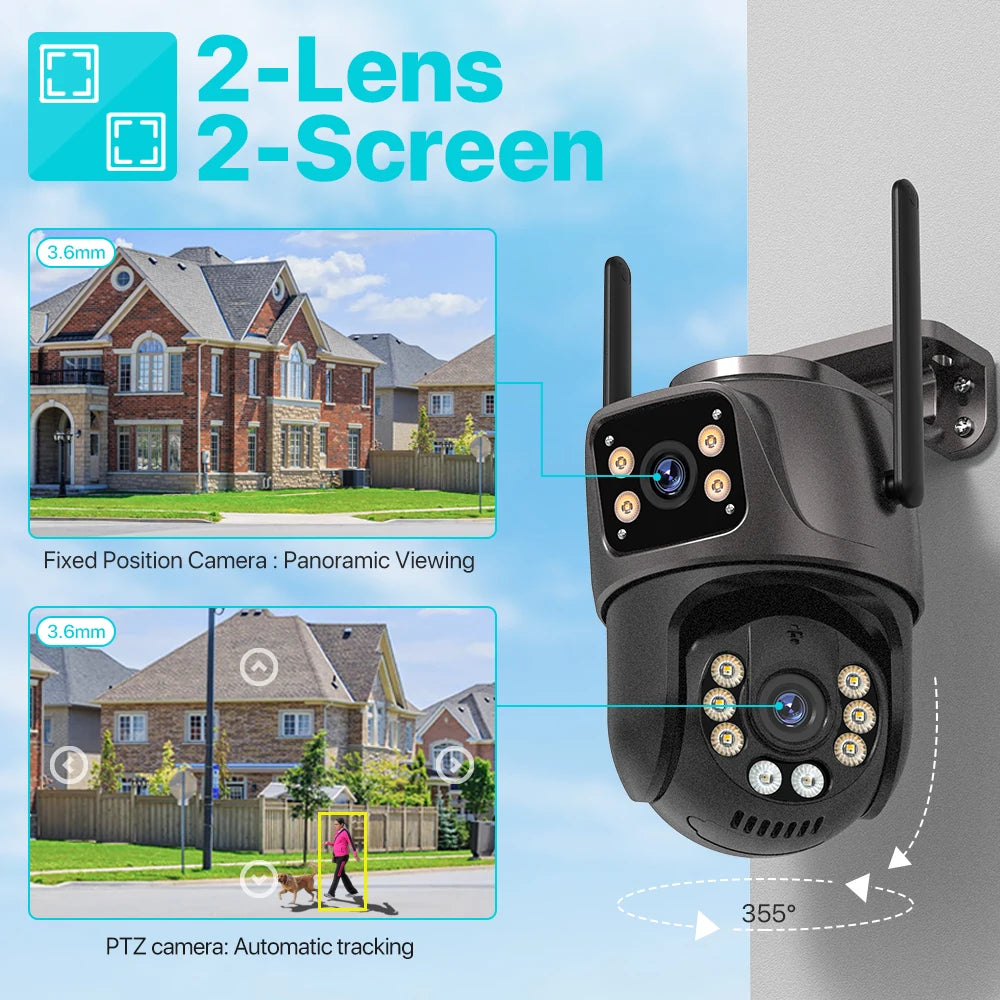 4K 8MP Dual Lens PTZ Camera – Outdoor AI Auto Tracking for Security Surveillance
