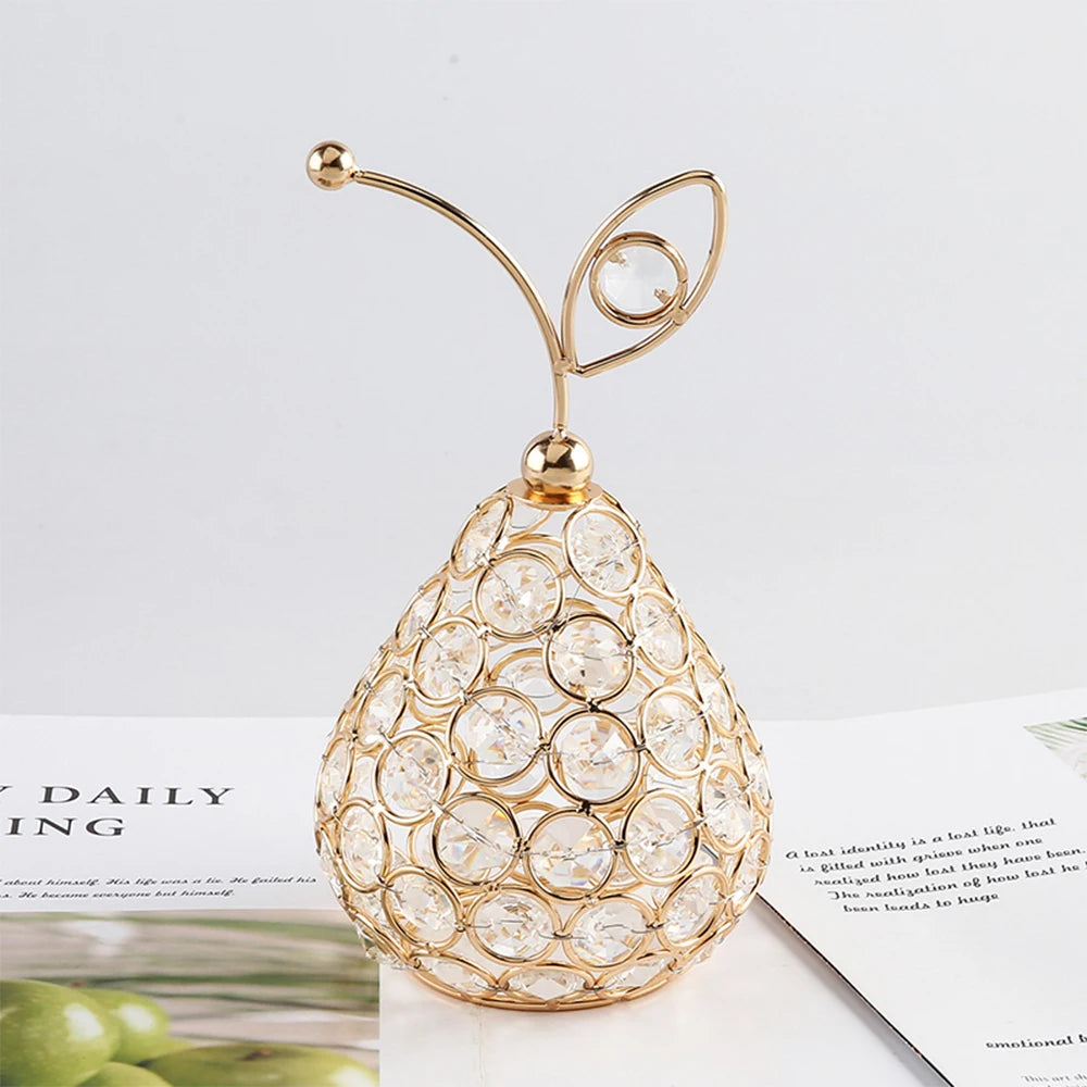 Crystal Rhinestone Apple Ornament – Sparkling Miniature Decor for Home